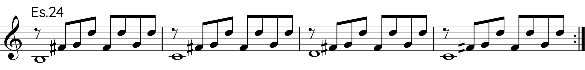 Partitura dell’esercizio numero 24 in quattro battute